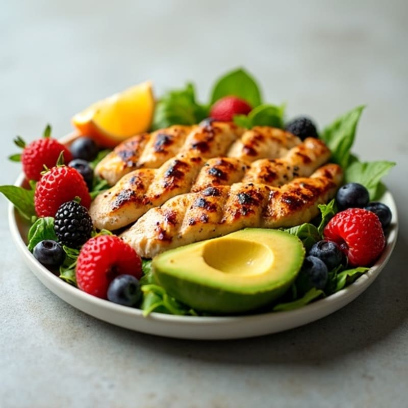 Grilled Chicken and Fresh Berry Salad with Zesty Citrus Vinaigrette