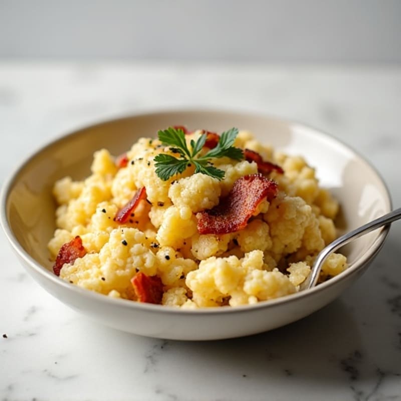Creamy Cauliflower Carbonara with Turkey Bacon