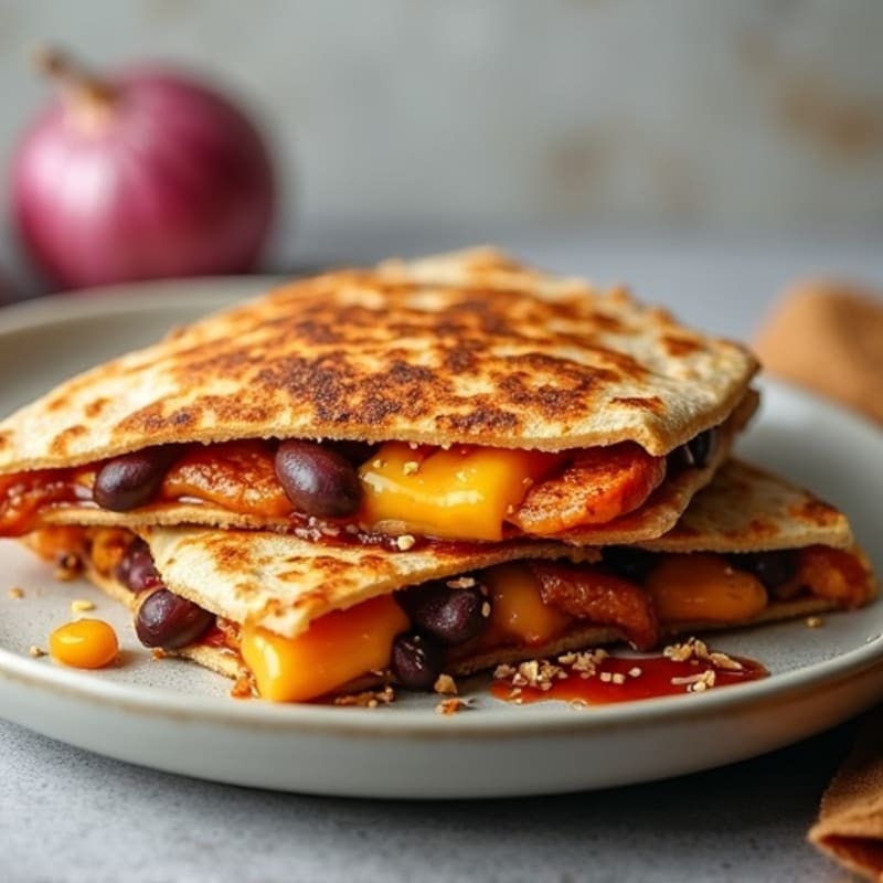 Crispy Smoky BBQ Chicken and Black Bean Quesadilla