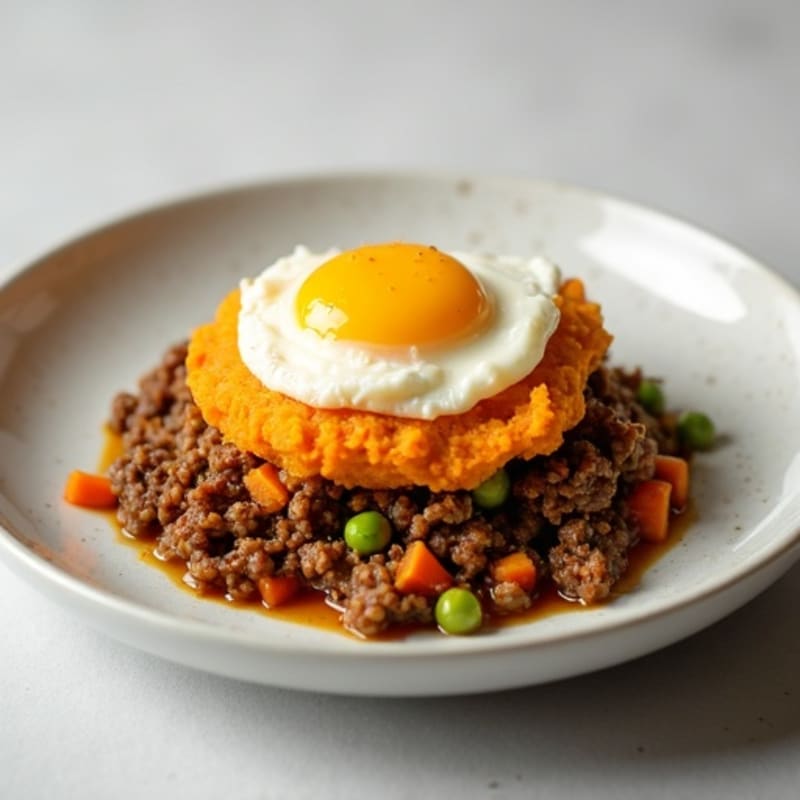 Lean Ground Beef Shepherd's Pie with Creamy Sweet Potato Topping