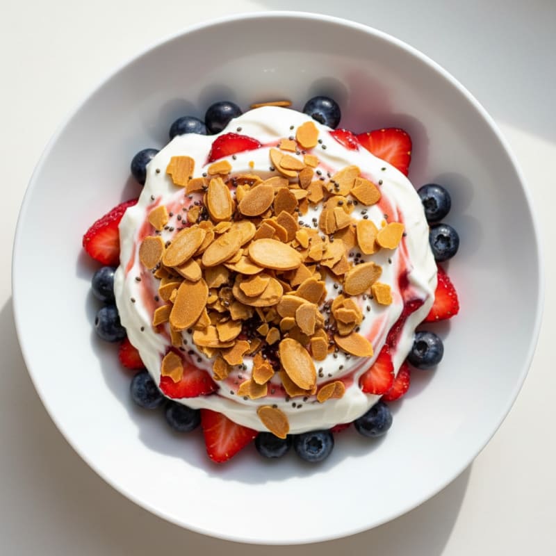 Greek Yogurt Protein Parfait with Berries and Almonds