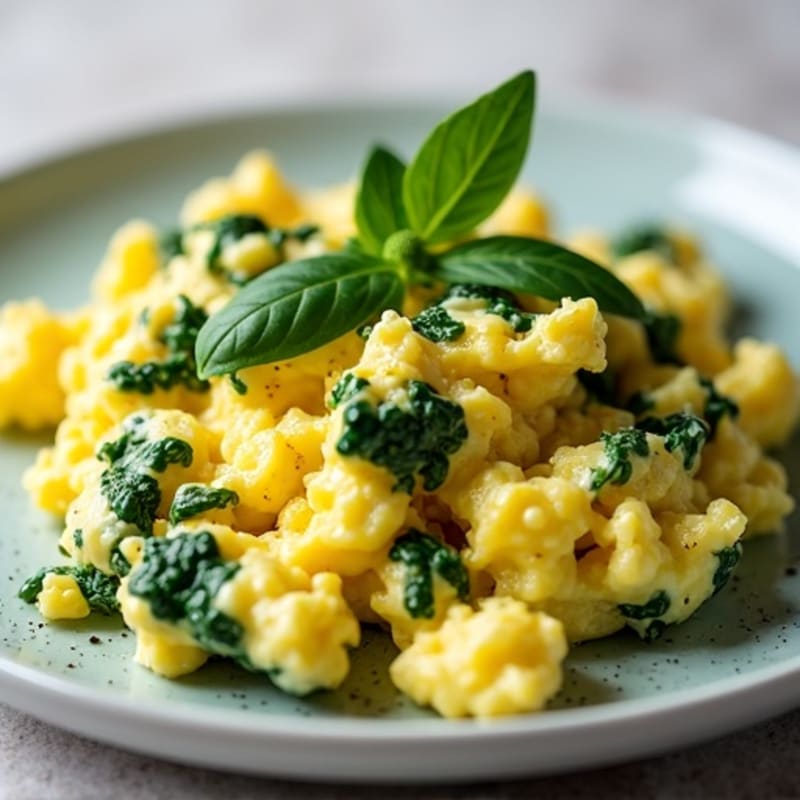 Creamy Fresh Herb Scrambled Eggs with Spinach