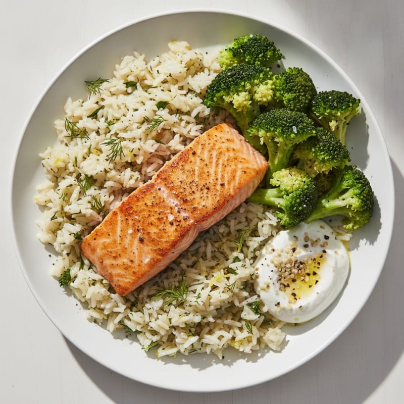 Pan-Seared Salmon with Lemon-Herb Rice
