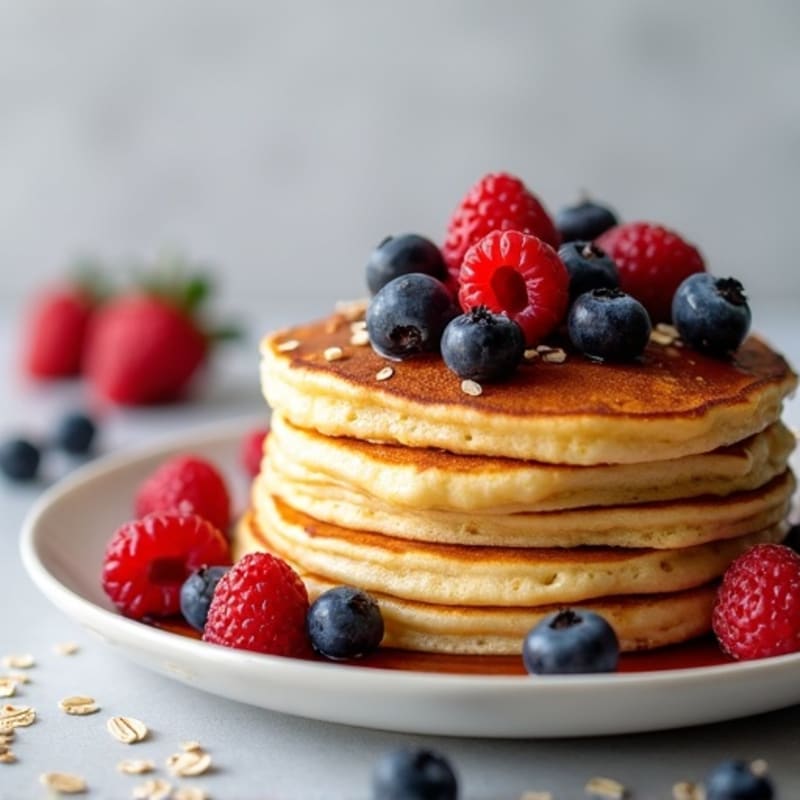 Fluffy Protein Pancakes with Fresh Berries