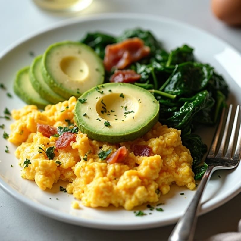 Egg White Scramble with Sautéed Spinach and Turkey Bacon