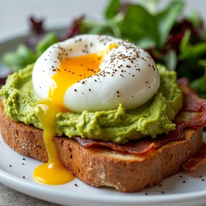 Creamy Avocado Toast with Poached Eggs and Fresh Greens