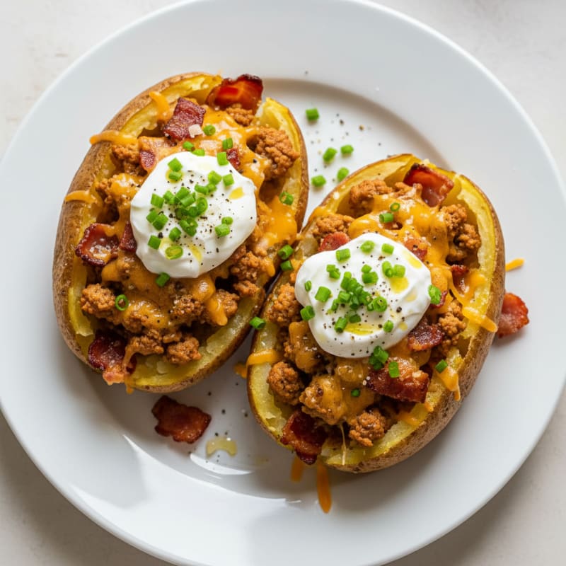 Loaded Baked Potatoes with Bacon and Chives
