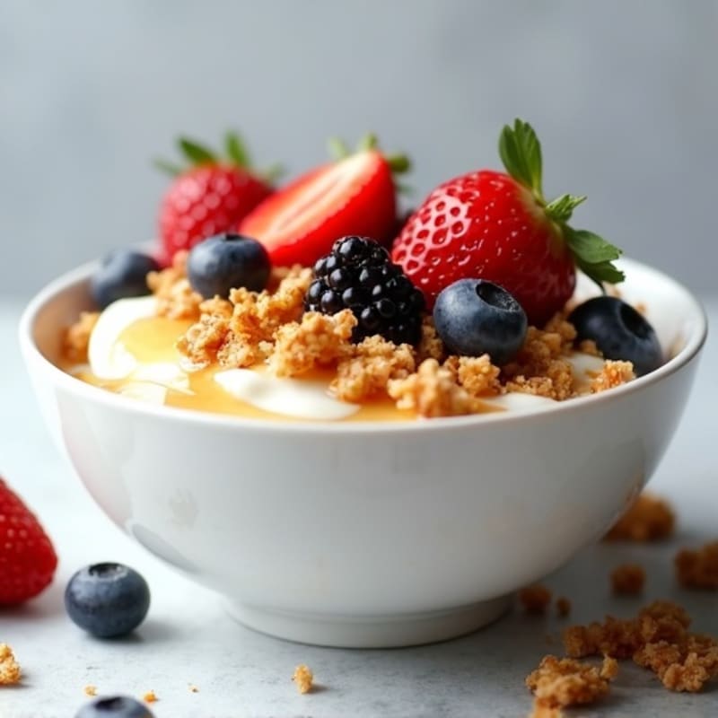 Creamy Greek Yogurt Bowl with Protein Powder and Fresh Berries