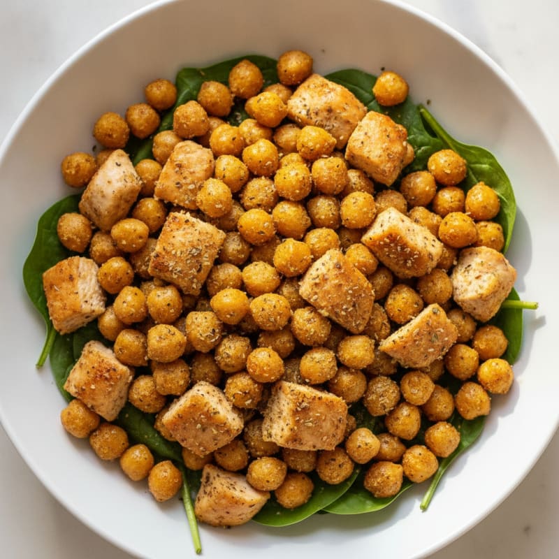 Savory Herb-Roasted Chickpea and Chicken Bowl