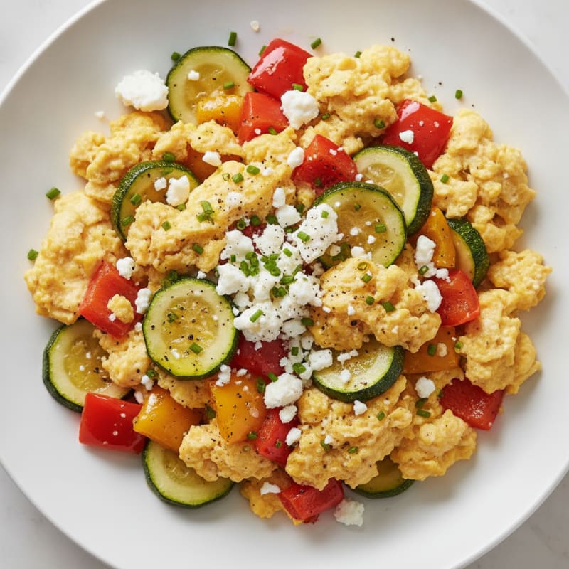 Hearty Scrambled Eggs with Roasted Vegetables