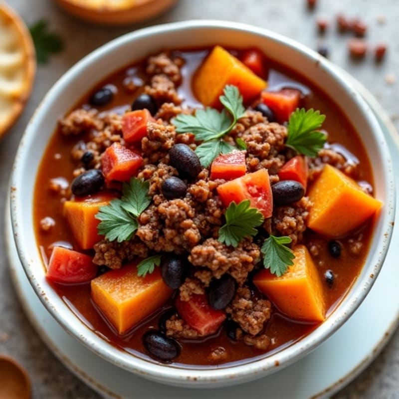 Hearty Black Bean Beef Chili with Sweet Potato