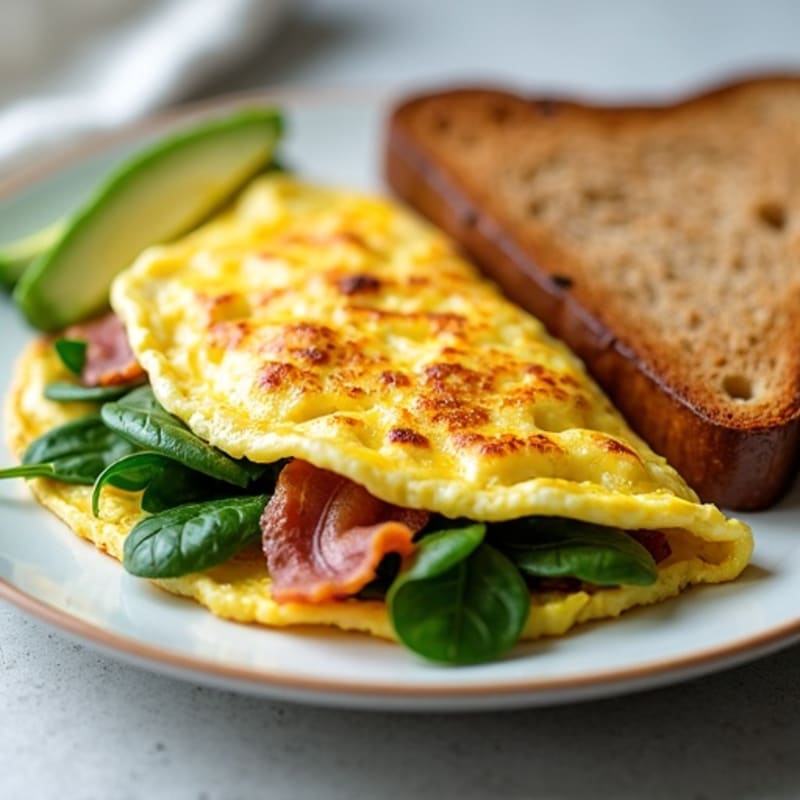 Egg White Omelette with Spinach and Turkey Bacon