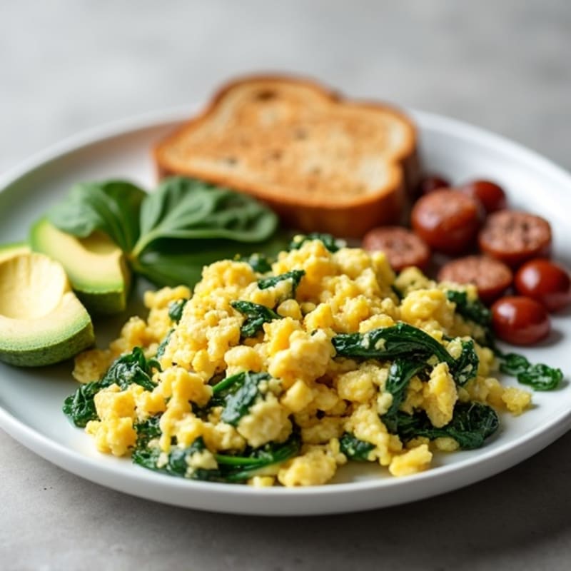 Egg White Scramble with Spinach and Turkey Sausage