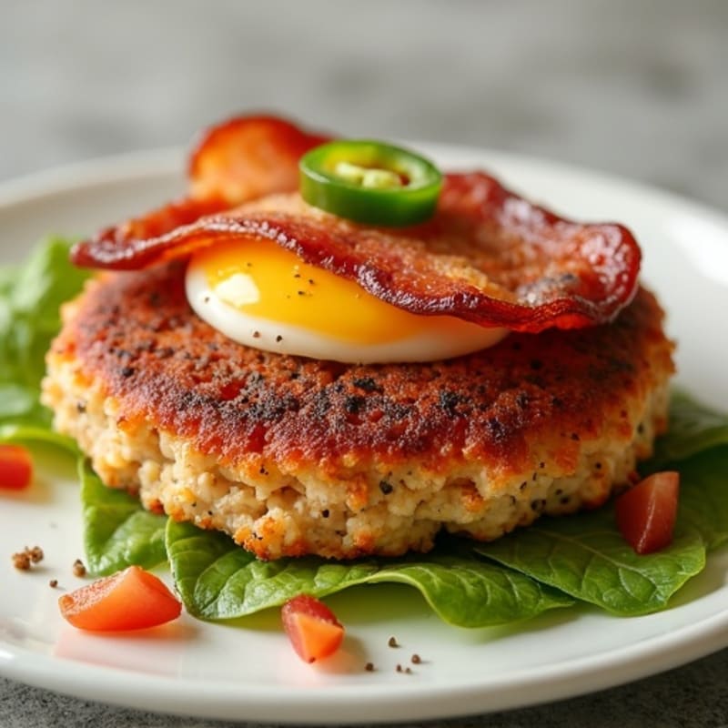 Spicy Lean Ground Turkey Patties with Crispy Bacon and Jalapeño