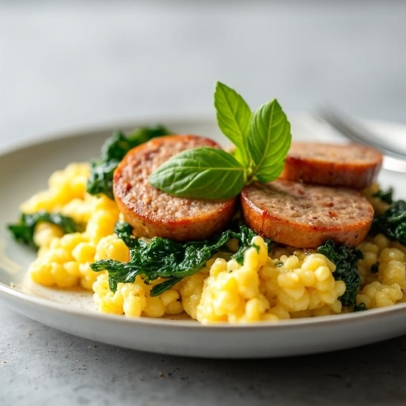 Egg White Scramble with Spinach and Turkey Sausage
