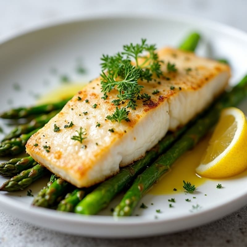 Lemon-Herb Pan Seared Fish with Roasted Asparagus
