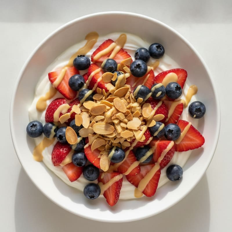 Silky Greek Yogurt Bowl with Protein Powder and Fresh Berries