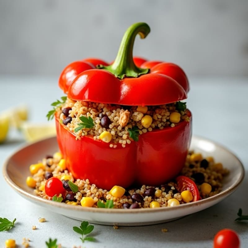 Roasted Zesty Quinoa Stuffed Bell Peppers