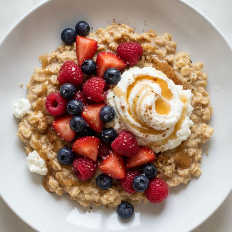 High-Protein Oatmeal with Berries