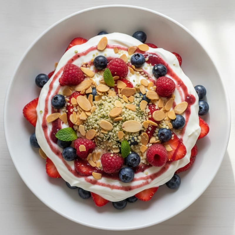Greek Yogurt Protein Parfait with Mixed Berries