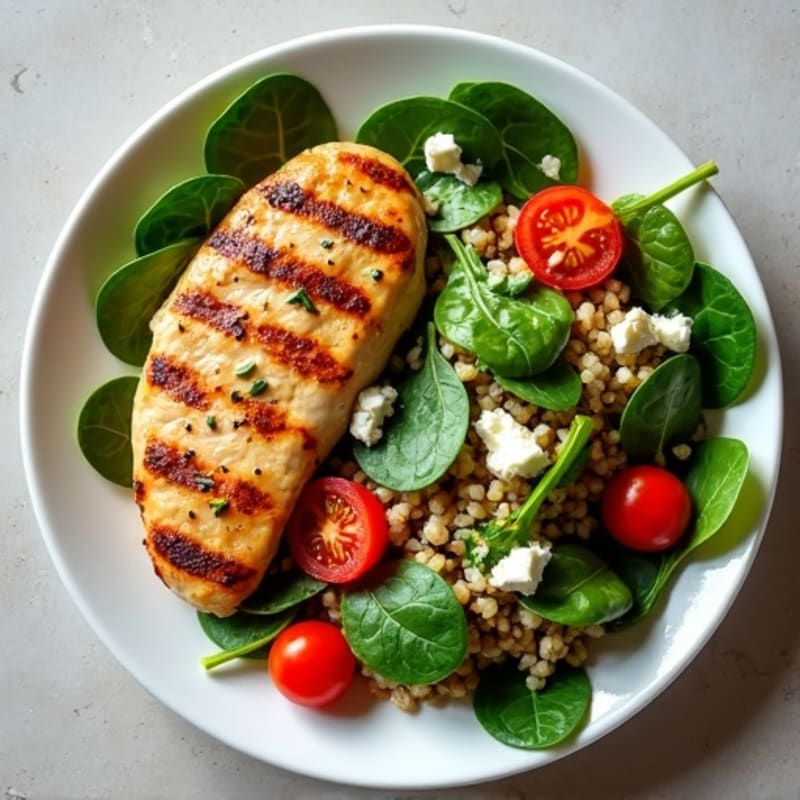 Grilled Chicken Breast with Quinoa Spinach Salad
