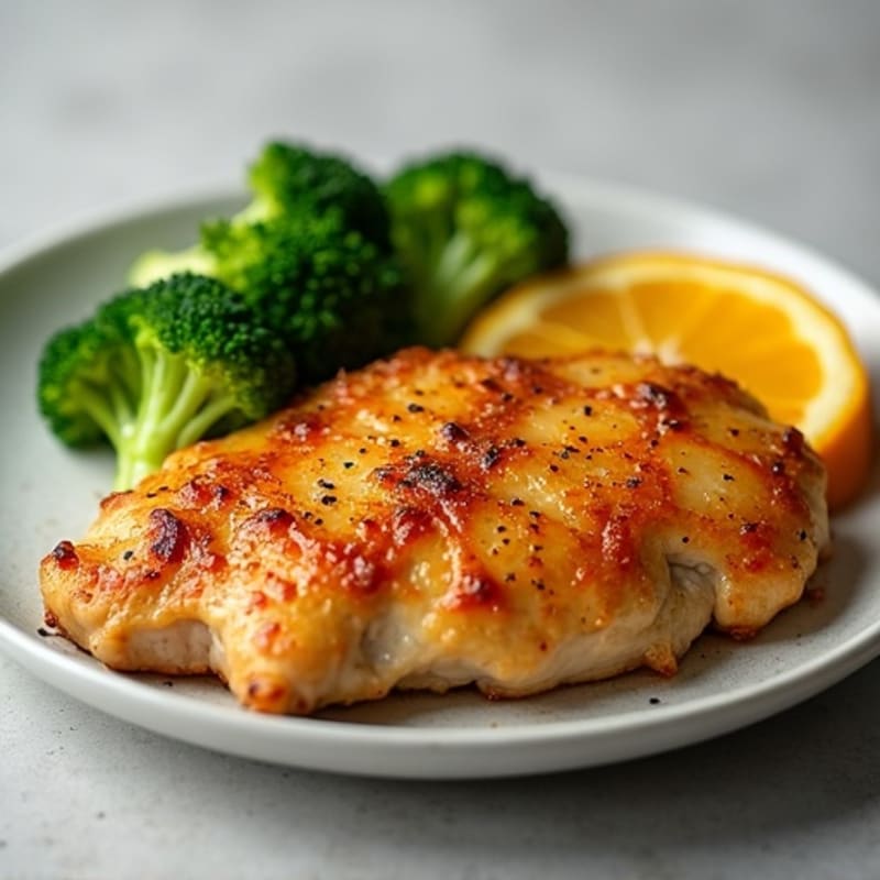 Crispy Baked Orange Glazed Chicken with Steamed Broccoli