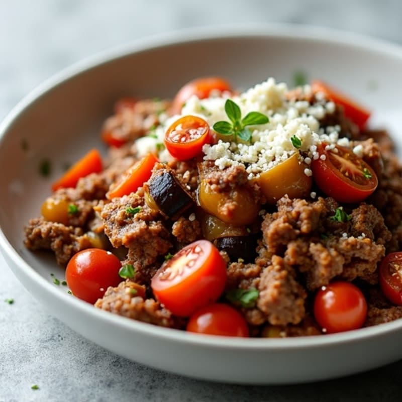 Herb-Roasted Eggplant and Ground Beef Casserole