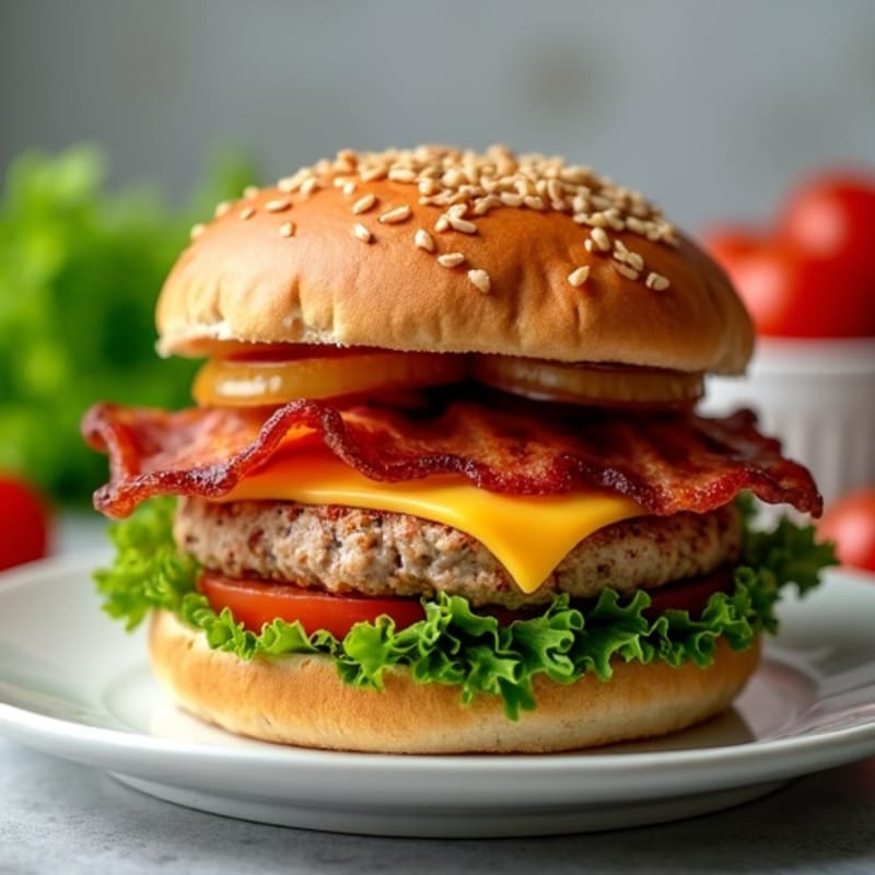 Lean Turkey-Bacon Burger with Caramelized Onions