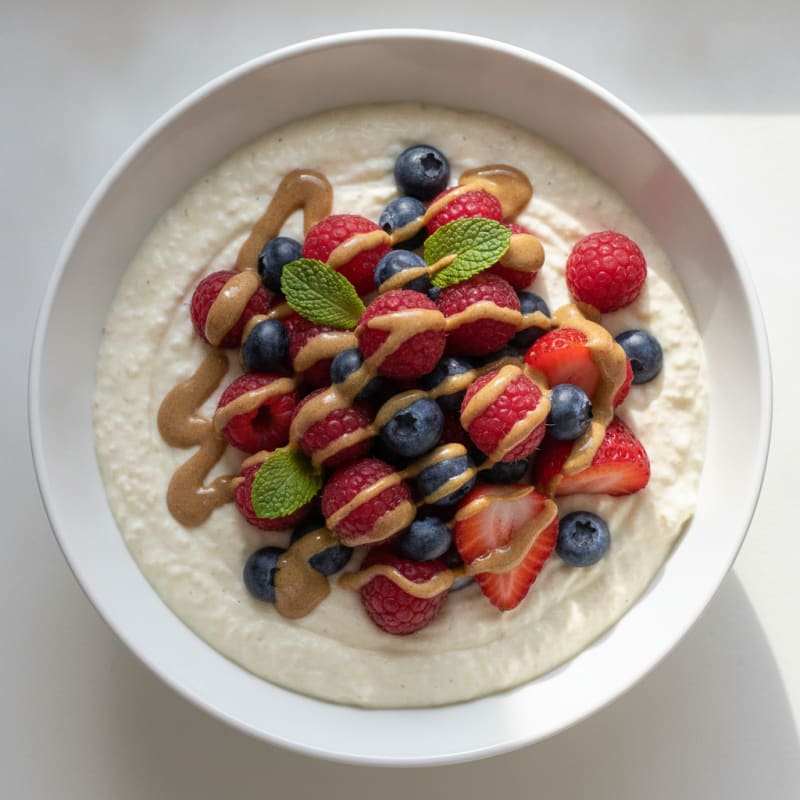 Silky Greek Yogurt Protein Pudding with Berries