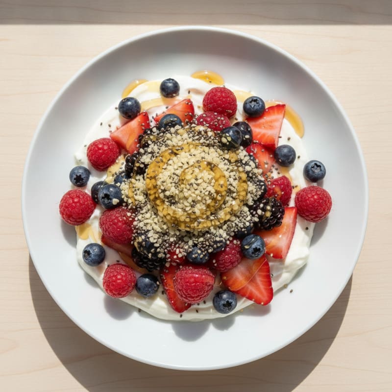 Greek Yogurt Protein Parfait with Mixed Berries