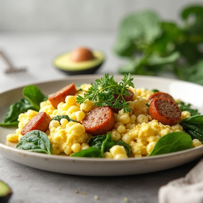 Egg White and Turkey Sausage Scramble with Spinach
