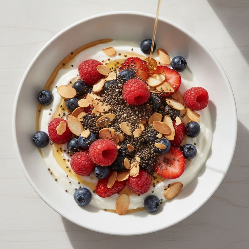 Creamy Greek Yogurt Bowl with Mixed Berries and Chia Seeds