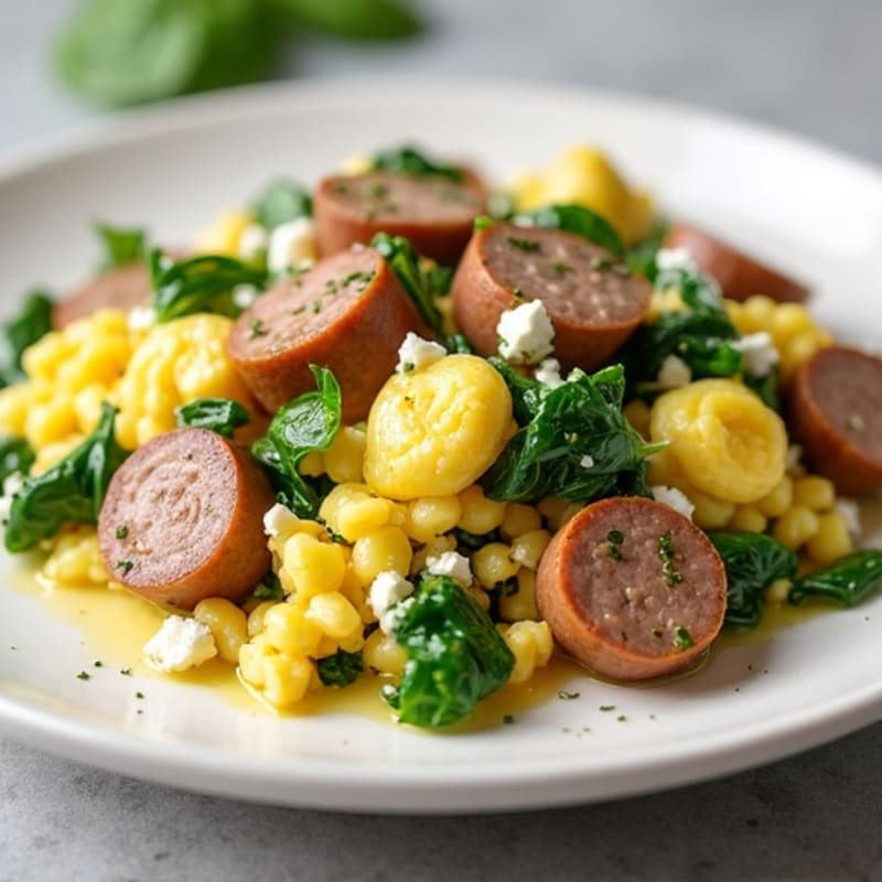 Egg White and Turkey Sausage Scramble with Spinach