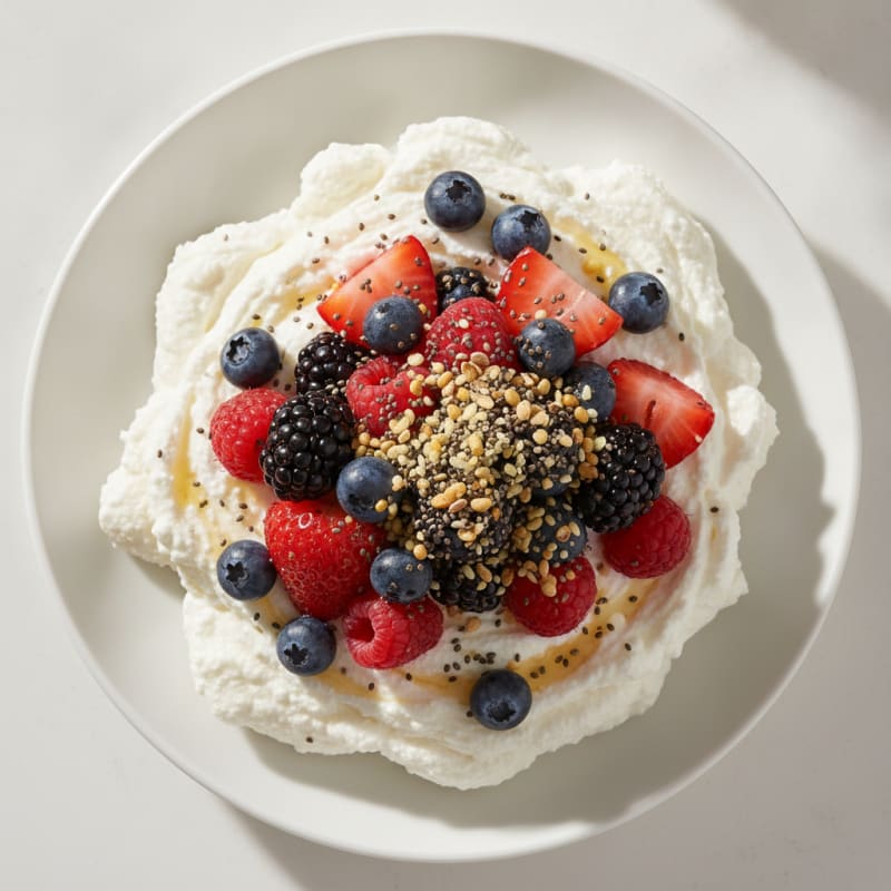 Greek Yogurt Protein Mousse with Mixed Berries