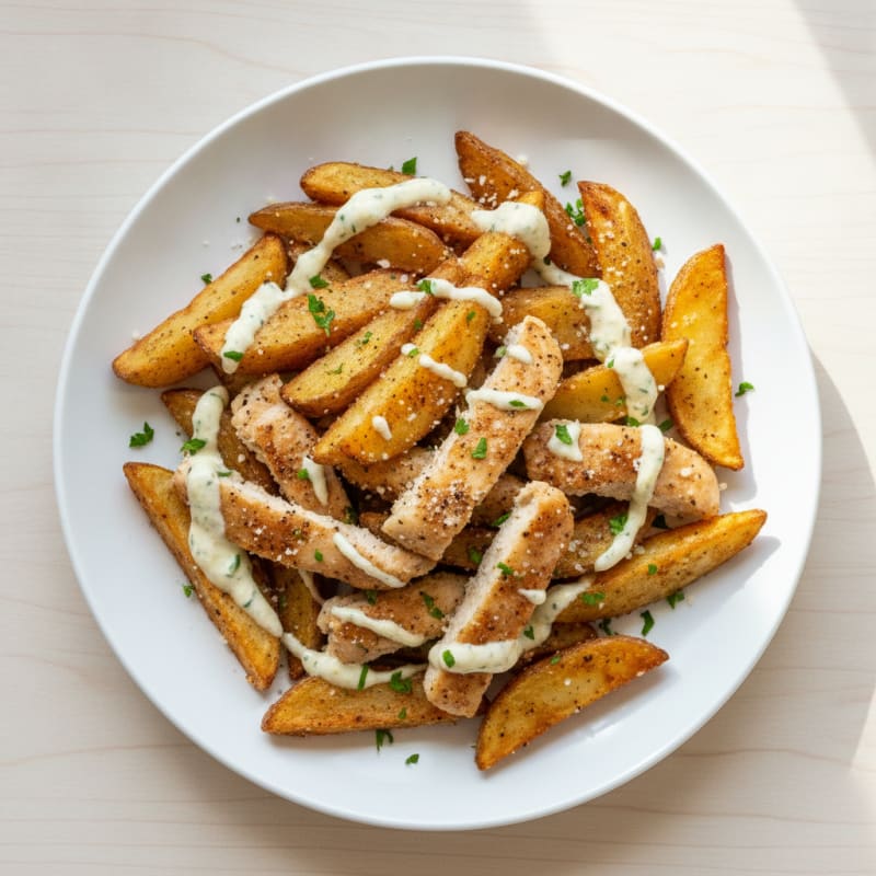 Garlic Parmesan Chicken and Potato Fries