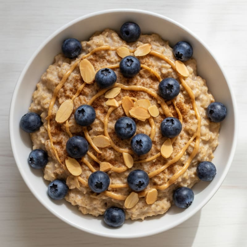 Blueberry Protein Oats with Toasted Almonds