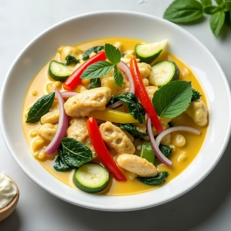 Creamy Coconut Green Curry Chicken with Fresh Vegetables