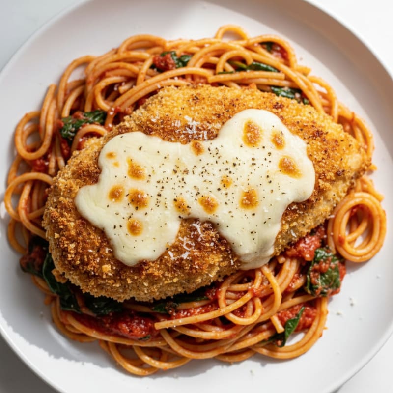 Baked Chicken Parmesan with Marinara Pasta