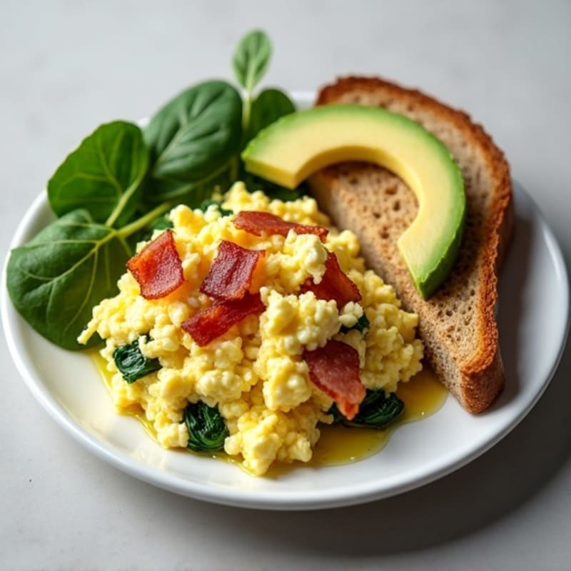 Egg White Scramble with Spinach and Turkey Bacon