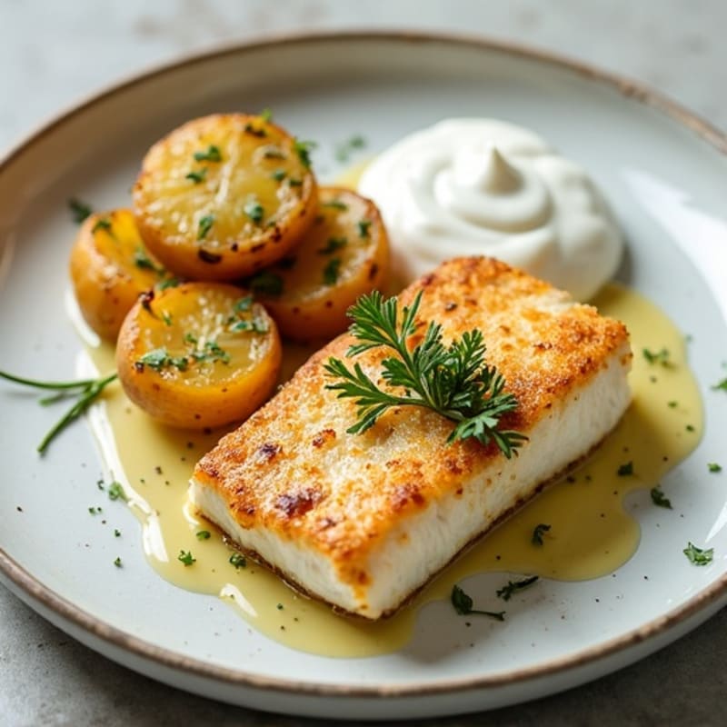 Crispy Pan-Seared Cod with Roasted Turnip and Fresh Herbs