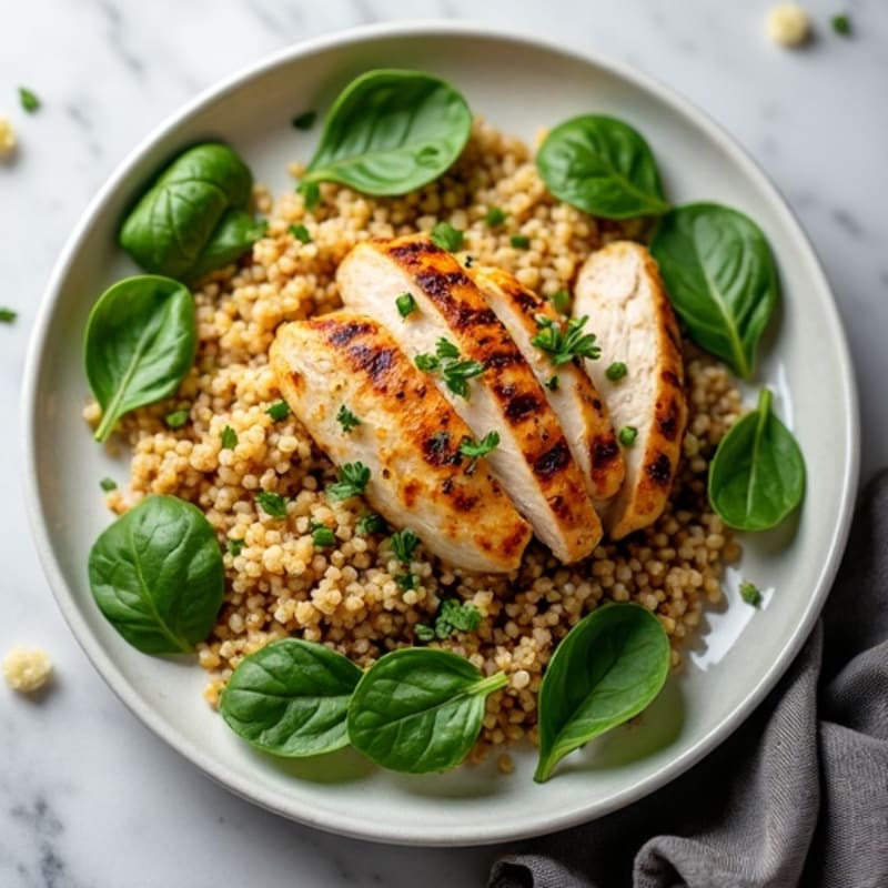 Grilled Chicken and Quinoa Salad with Spinach