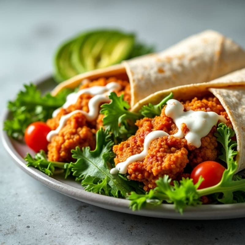 Crispy Buffalo Chicken Wraps with Fresh Greens