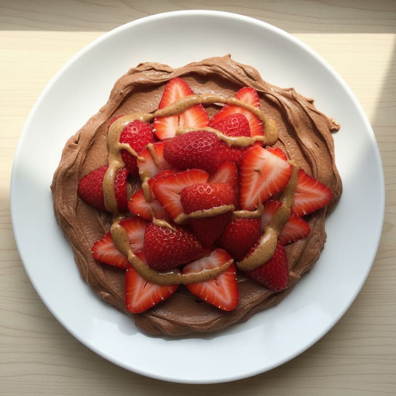 Silky Chocolate Protein Pudding with Sliced Strawberries