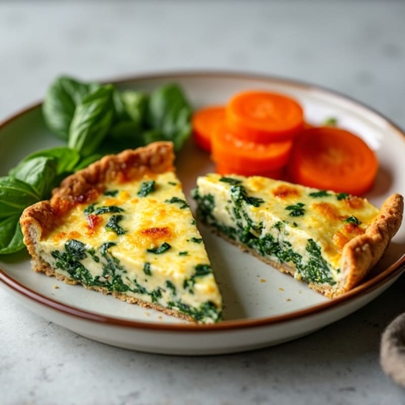 Healthy Spinach and Goat Cheese Quiche with Roasted Carrots