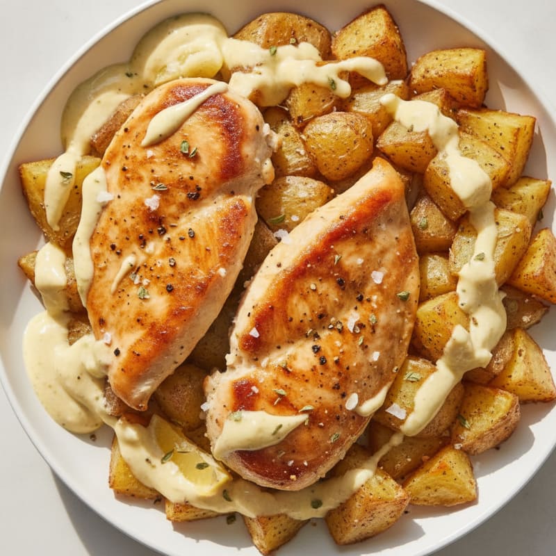 Garlic Aioli Chicken with Roasted Potatoes