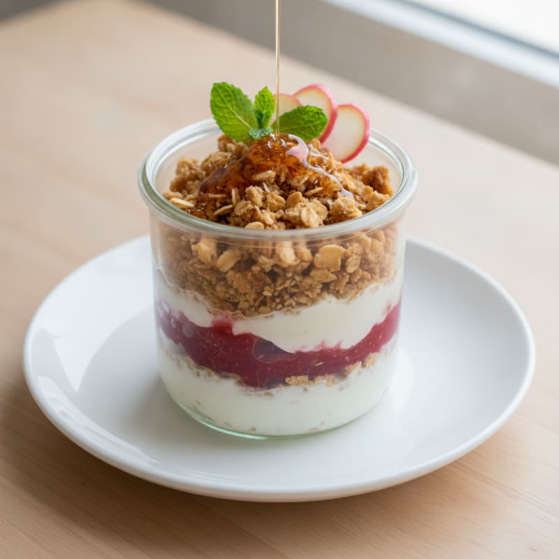 Rhubarb Crumble Breakfast Parfait