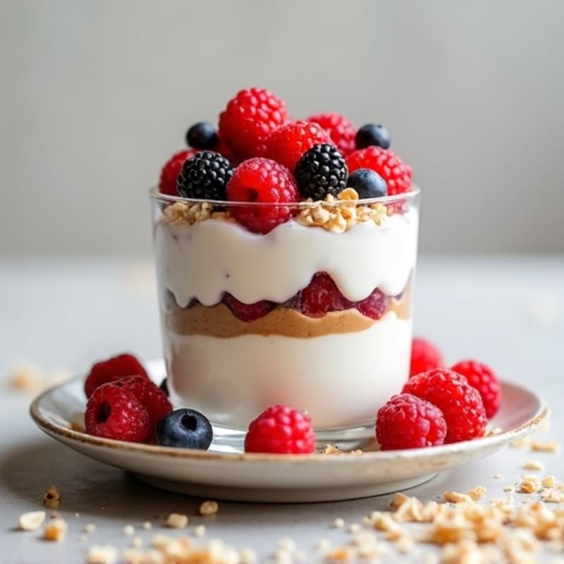 Creamy Greek Yogurt Parfait with Mixed Berries and Almond Butter