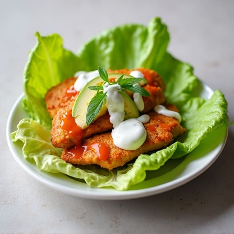 Spicy Buffalo Chicken Lettuce Wrap with Ranch Drizzle