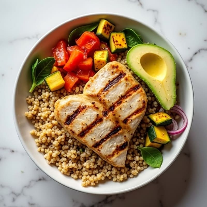 Grilled Chicken and Quinoa Power Bowl with Roasted Vegetables