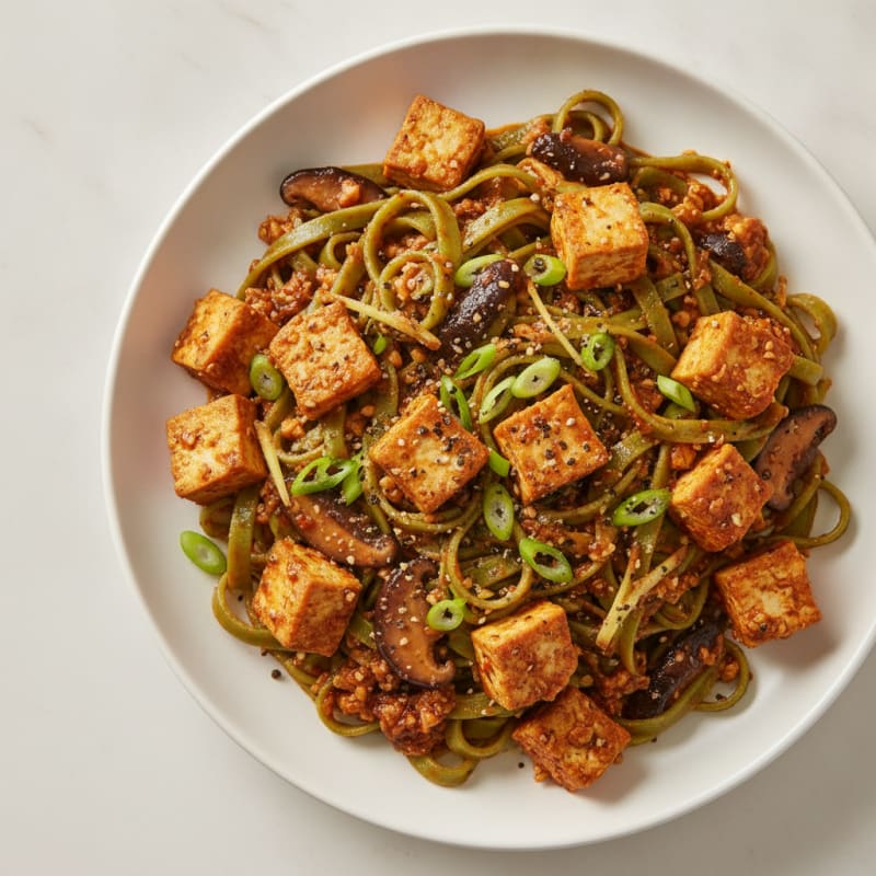 Mapo Tofu with Garlic Noodles